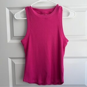 American Eagle Pink Ribbed Tank Top Size Medium Sleeveless Fitted Casual Basic